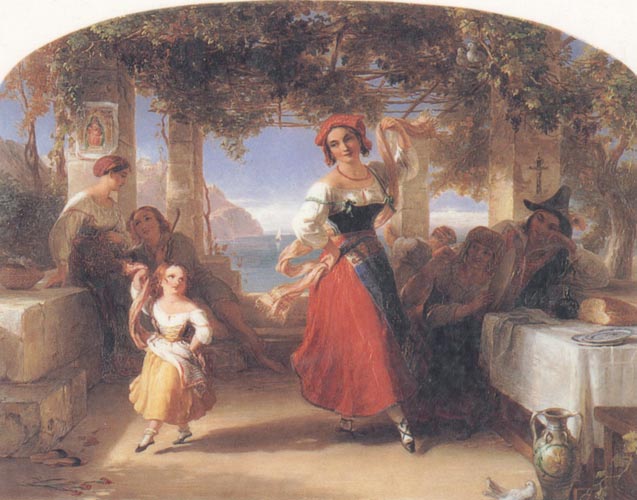 Thomas Uwins A Italian Mother Teaching her child the Tarantella